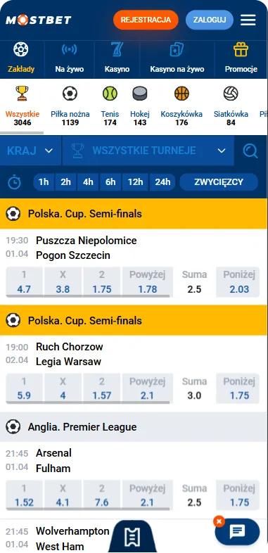 zaklady na Mostbet