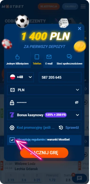 Akceptacja warunków i postanowień