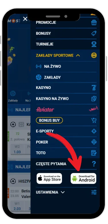Znajdź sekcję Android